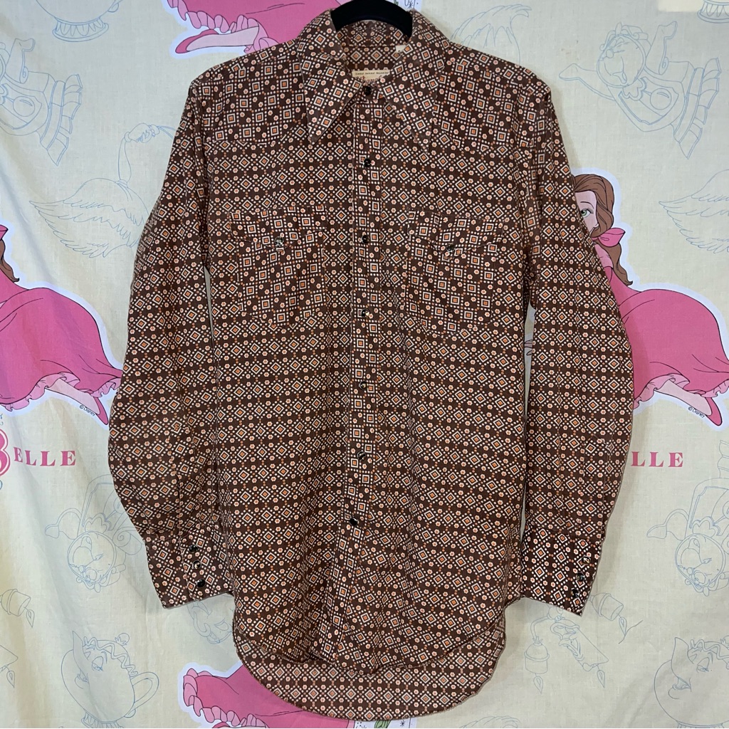 Vintage Wrangler Long Tails Geometric Western Shirt
